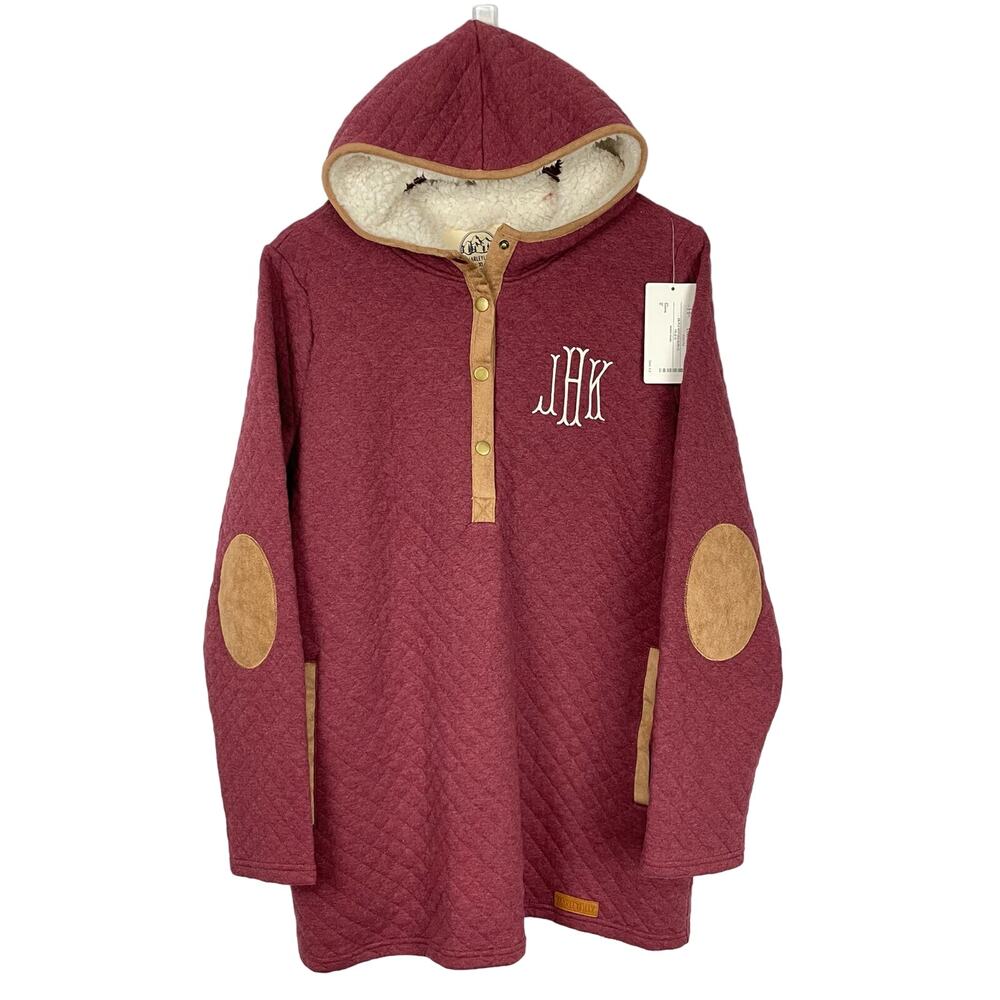 MarleyLilly | NWT JHK Monogrammed Quilted Sherpa Pullover Hoodie Sweatshirt